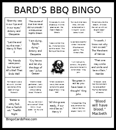 BARD'S BBQ Bingo Card