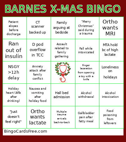 BARNES X-MAS Bingo Card