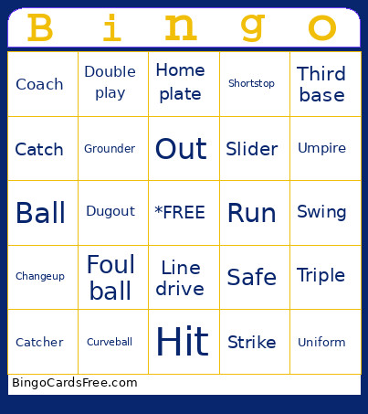 Baseball Bingo Card