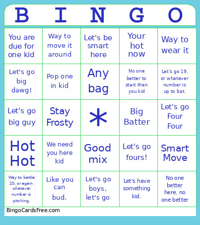 BASEBALL Bingo Card