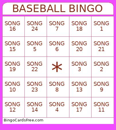 BASEBALL Bingo Card