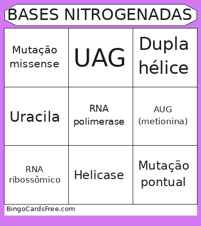 BASES NITROGENADAS Bingo Card
