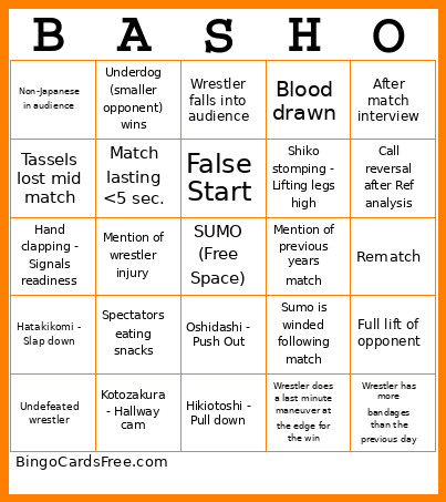 Basho/Sump Bingo Card