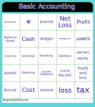 Basic Accounting Bingo Card