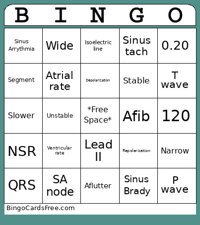 Basic Telemetry Bingo Card