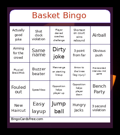 Basket Bingo Card