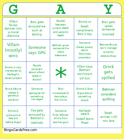 BATMAN Bingo Card