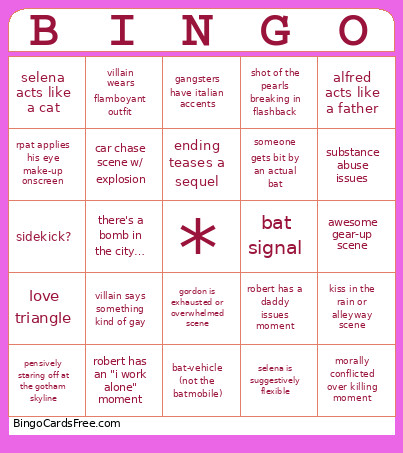 BATMAN Bingo Card