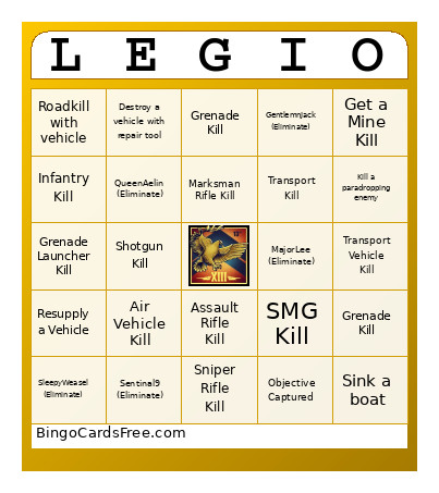 Battlefield Bingo Card