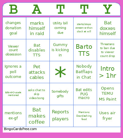Batty Bingo Card