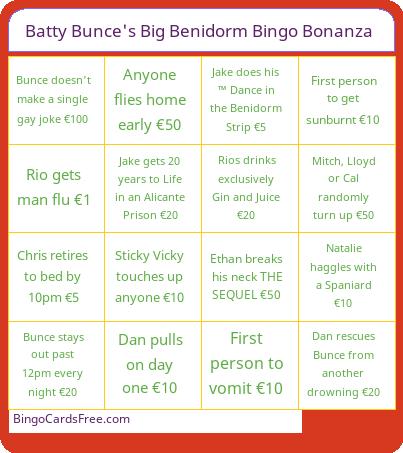 Batty Bunce's Big Benidorm Bingo Bonanza