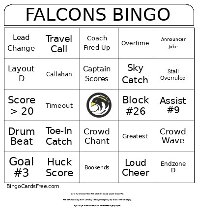 BAY Falcons Bingo Card