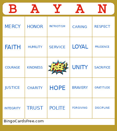 BAYANIHAN Bingo Card