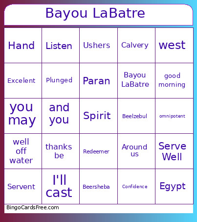 Bayou LaBatre Bingo Card