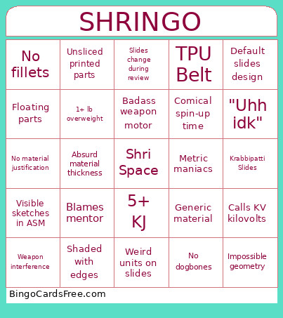 BB Design Review Bingo Card