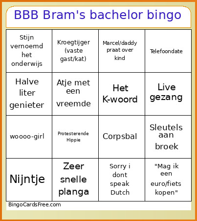 BBB Bram's Bachelor Bingo Card