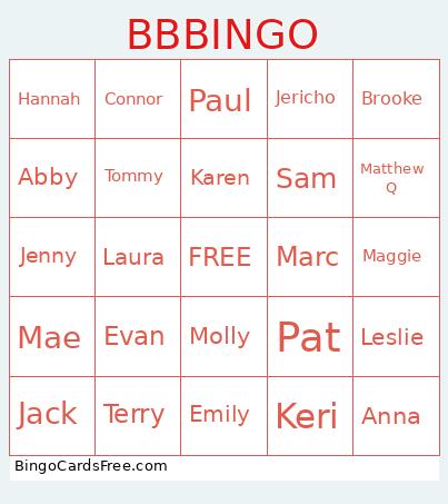 BB Bingo Card