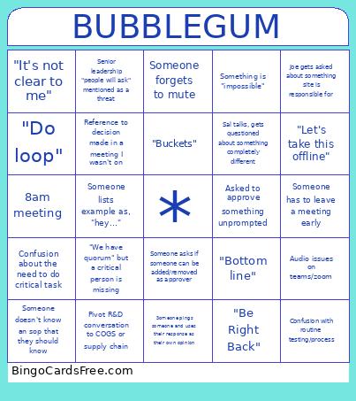 BBG Meetings Bingo Card