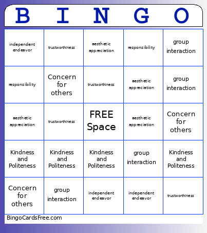 B Bingo Card