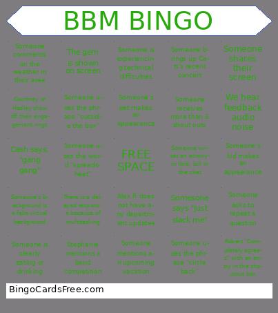 BBM Bingo Cards Free Pdf Printable Game, Title: BBM BINGO