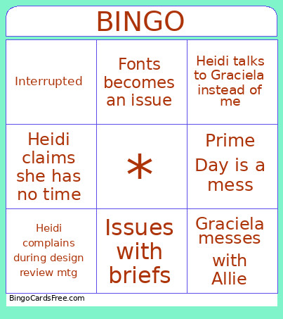 BD Design Mtg Bingo Card