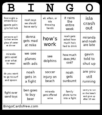 Beach 2025 Bingo