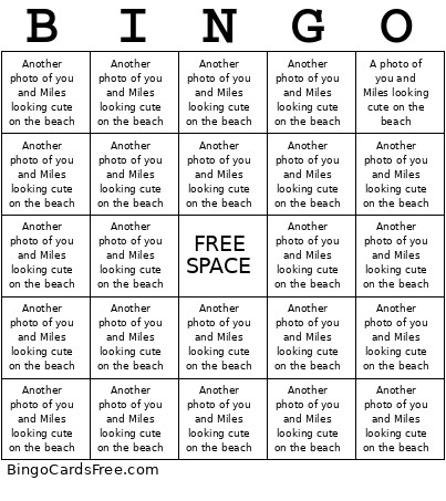 Beach Bingo Card