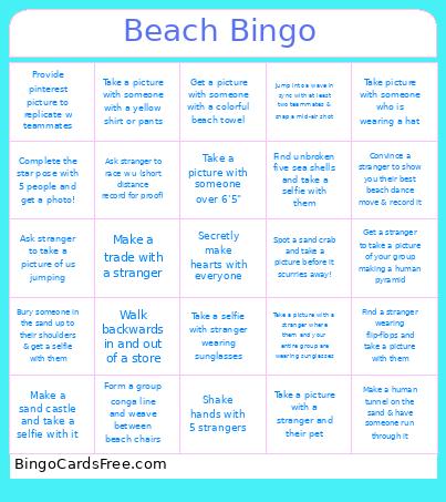 Beach Bingo Card
