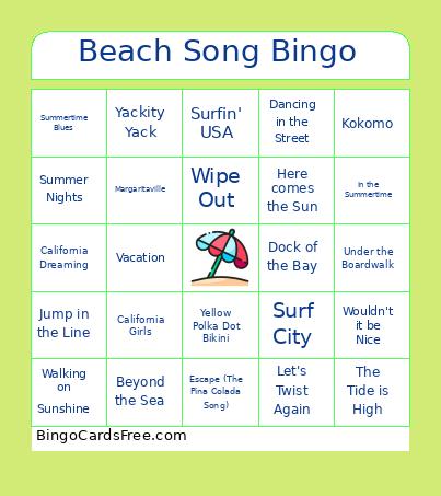 Beach Song Bingo