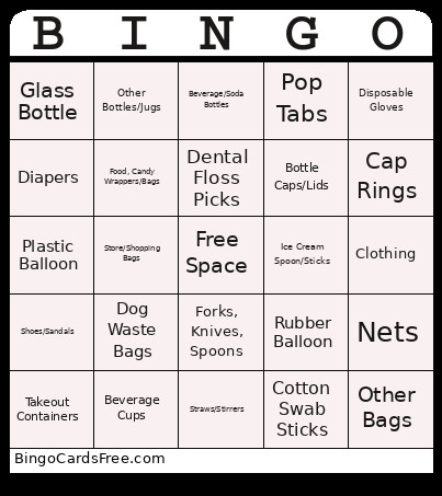 Beach Sweeps Bingo Card