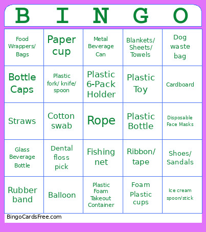 Beach Sweeps Bingo Card