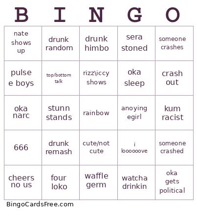 Beans Bingo Card