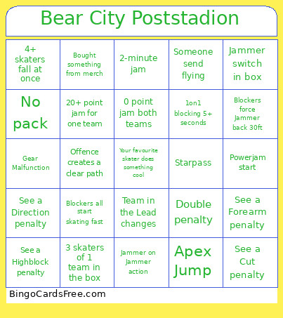 Bear City Poststadion Bingo Card