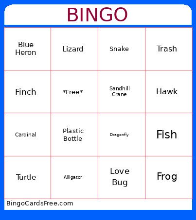 Bear Hike Bingo Card