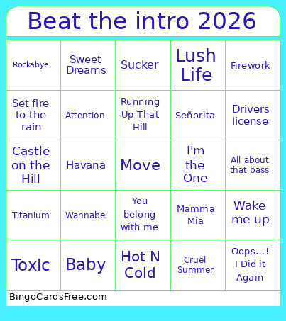 Beat The Intro 2026 Bingo Card
