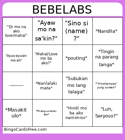 BEBELABS Bingo Card