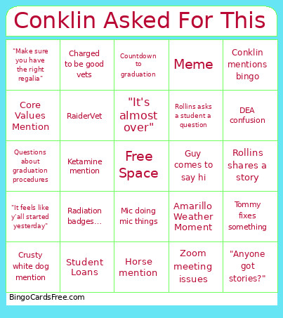 Because We Were Asked To Make One Bingo Card