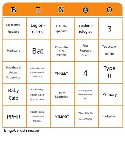 BEDHD Bingo Cards Free Pdf Printable Game, Title: BINGO