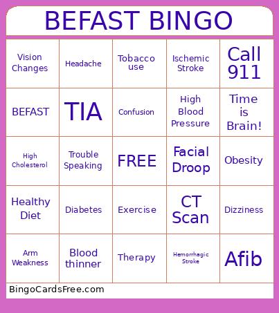 BEFAST Bingo Card
