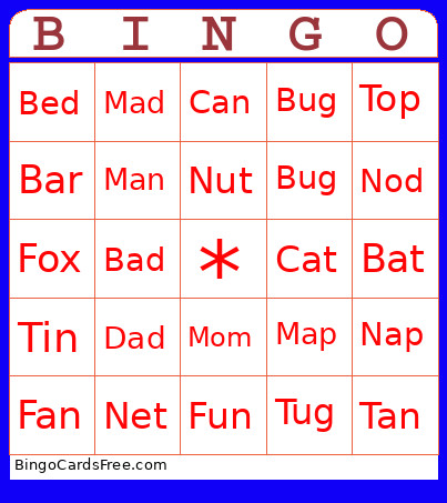 Beginning Sound Bingo Card