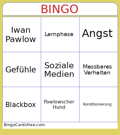 Behaviorismus Bingo Card