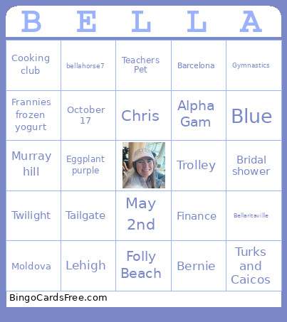 Bella Bingo Card