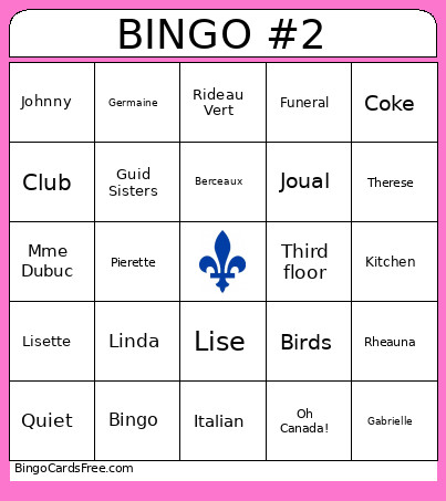 Belles Soeurs Bingo Card