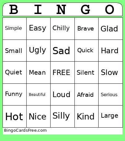 Below Level Bingo Card