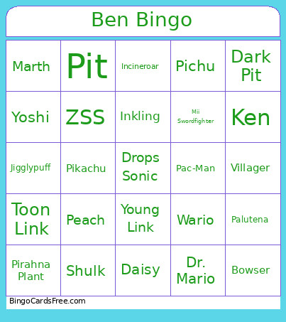 Ben Bingo Card