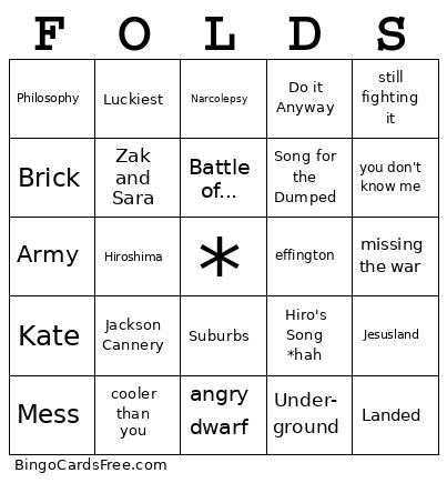 BEN FOLDS LAUNDRY Bingo