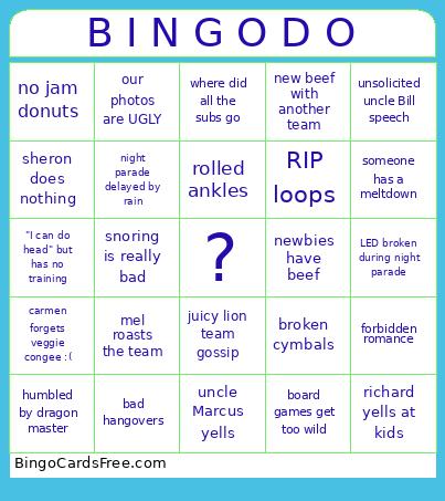 BENDIGO Bingo Card