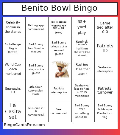Benito Bowl Bingo Card 2
