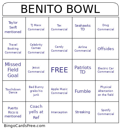 BENITO BOWL Bingo Card