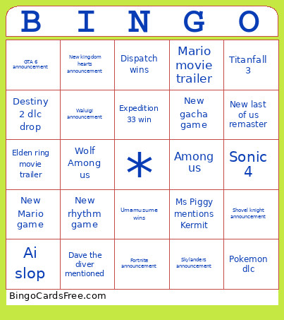 Benji Predictions Bingo Card
